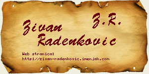 Živan Radenković vizit kartica